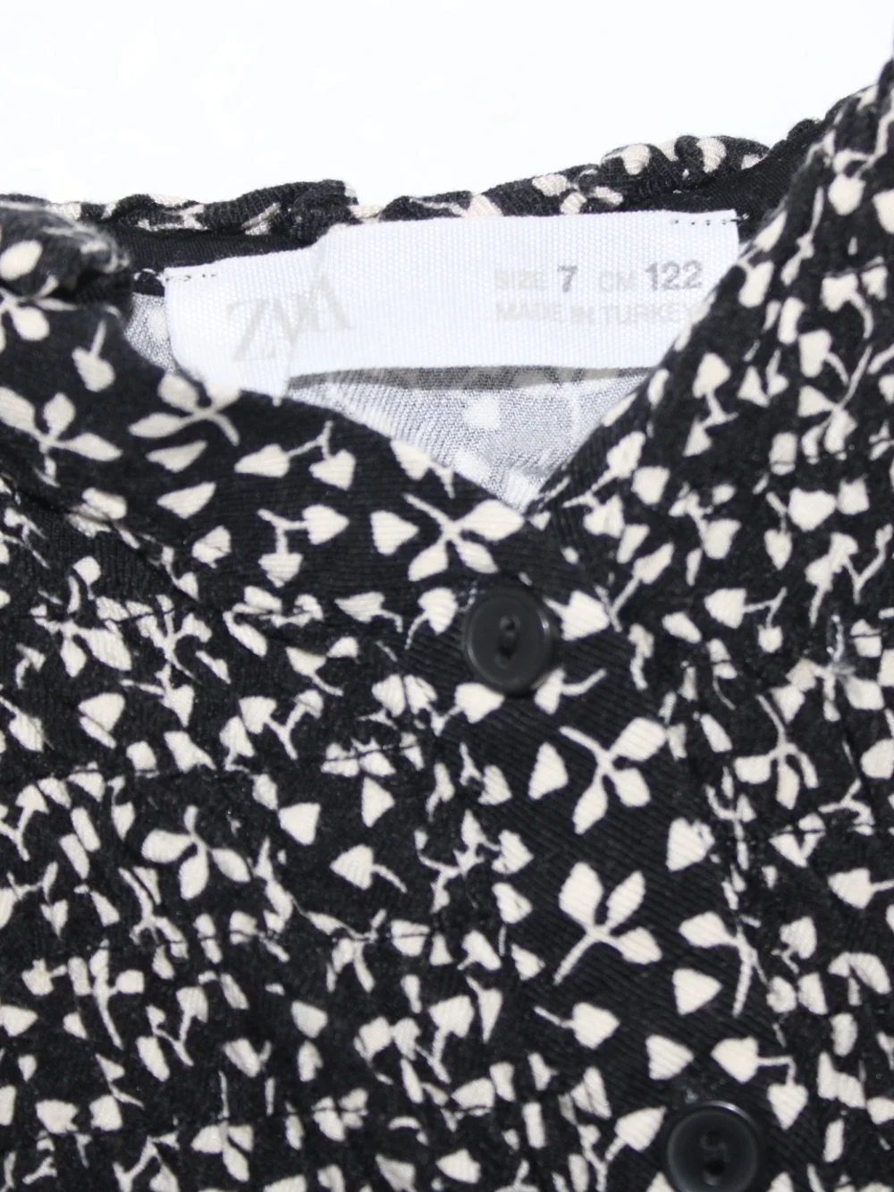 Zara Black and White Floral Casual Girls' Dress